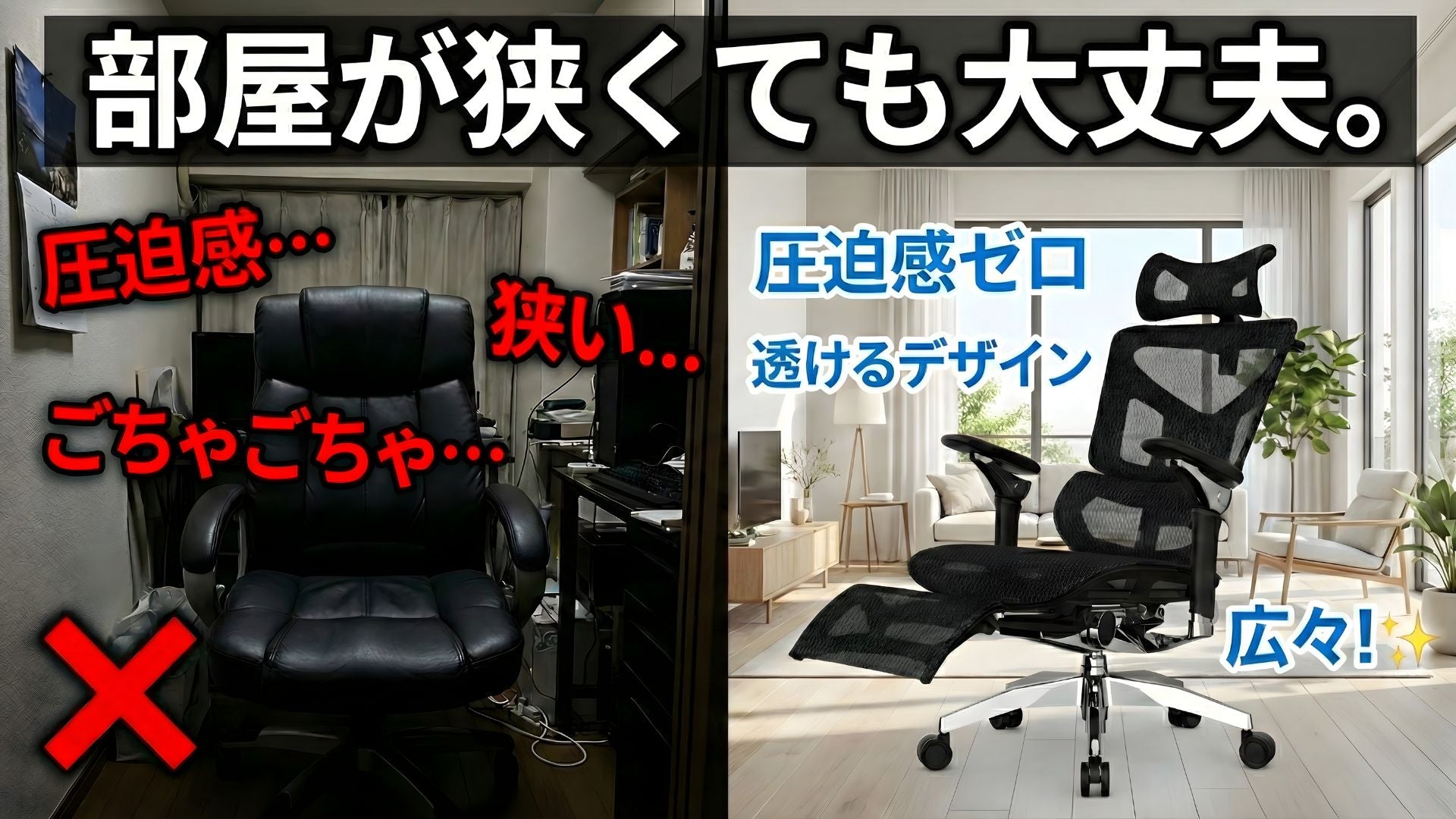 部屋が狭くても大丈夫。圧迫感のない「透ける」デザイン🏠