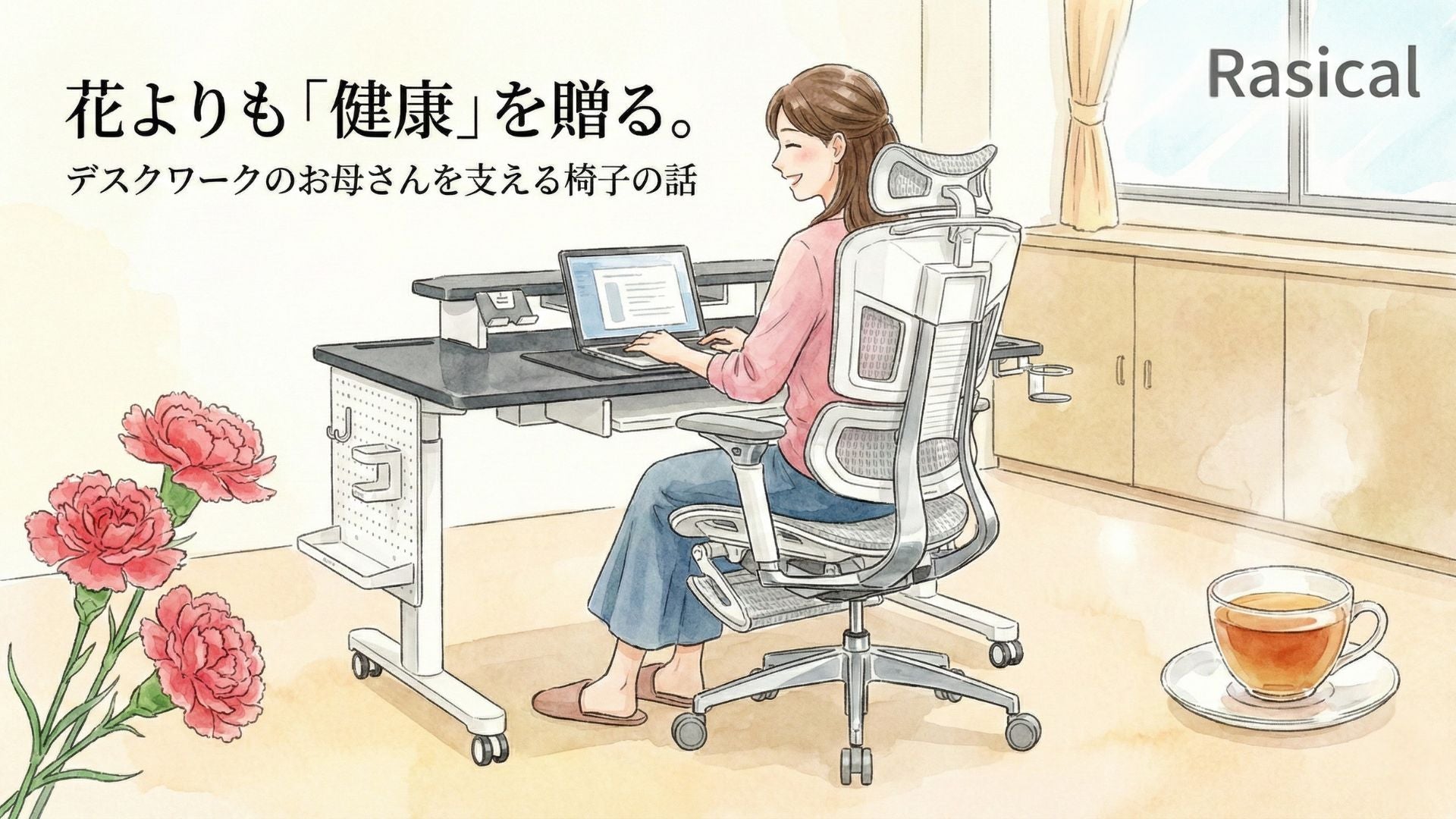 【母の日】花よりも「健康」を贈る。デスクワークのお母さんを支える椅子の話💐
