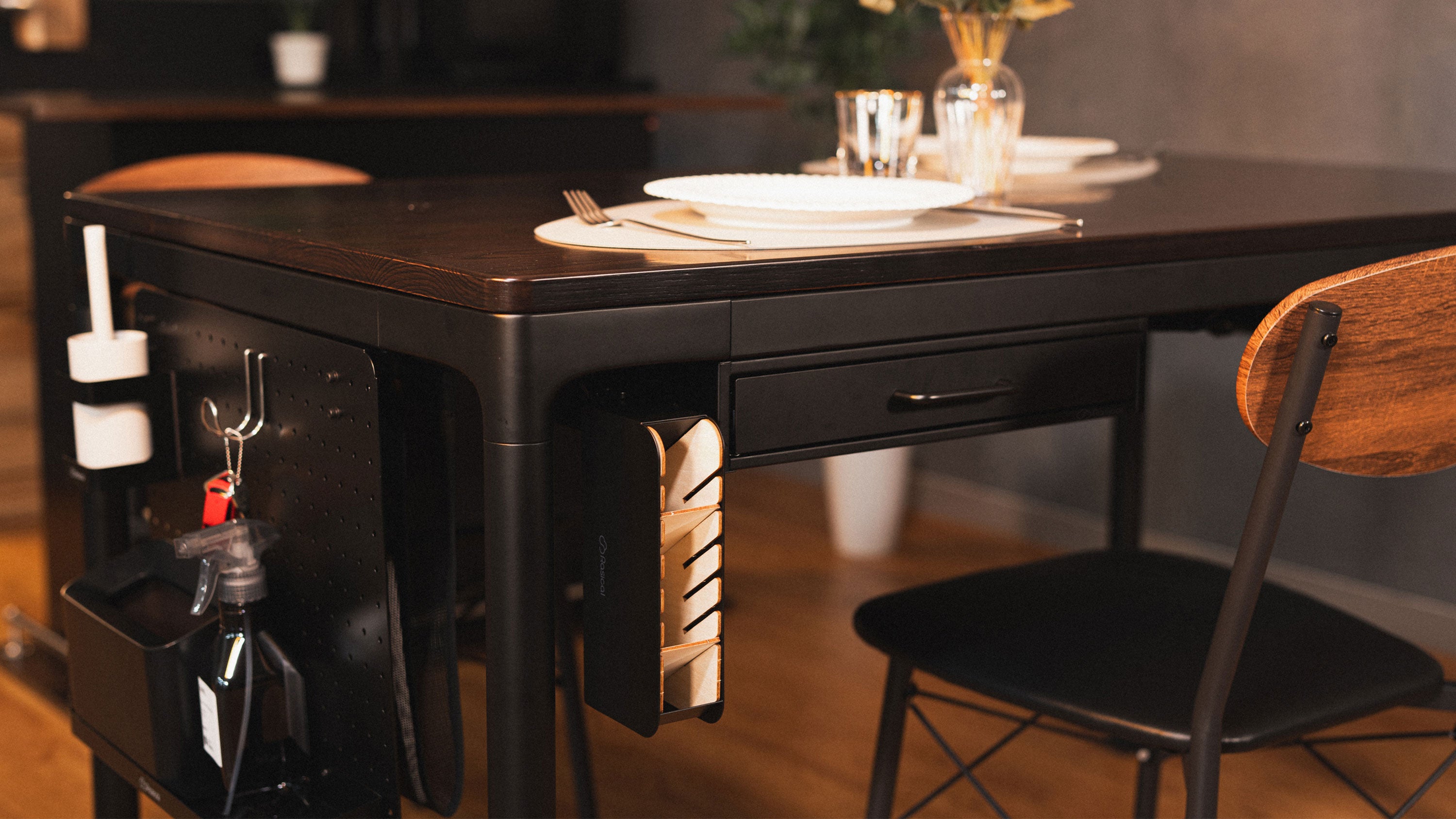 【1点モノ、早い者勝ち】Rasical Table ナチュラル×ウォルナット140cm 4モーター搭載の電動昇降テーブル