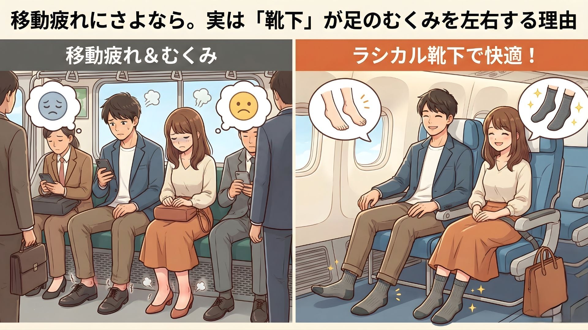 【旅行・帰省】移動疲れにさよなら。実は「靴下」が足のむくみを左右する理由🧦