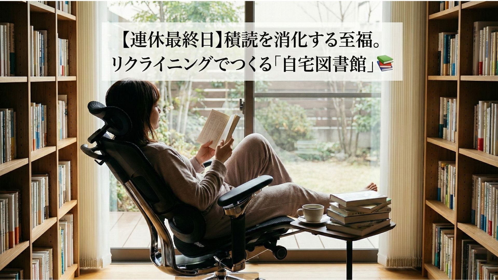 【連休最終日】積読を消化する至福。リクライニングでつくる「自宅図書館」📚