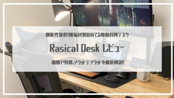 【Rasical Desk レビュー】拡張性抜群！無垢材製の育てる電動昇降デスク