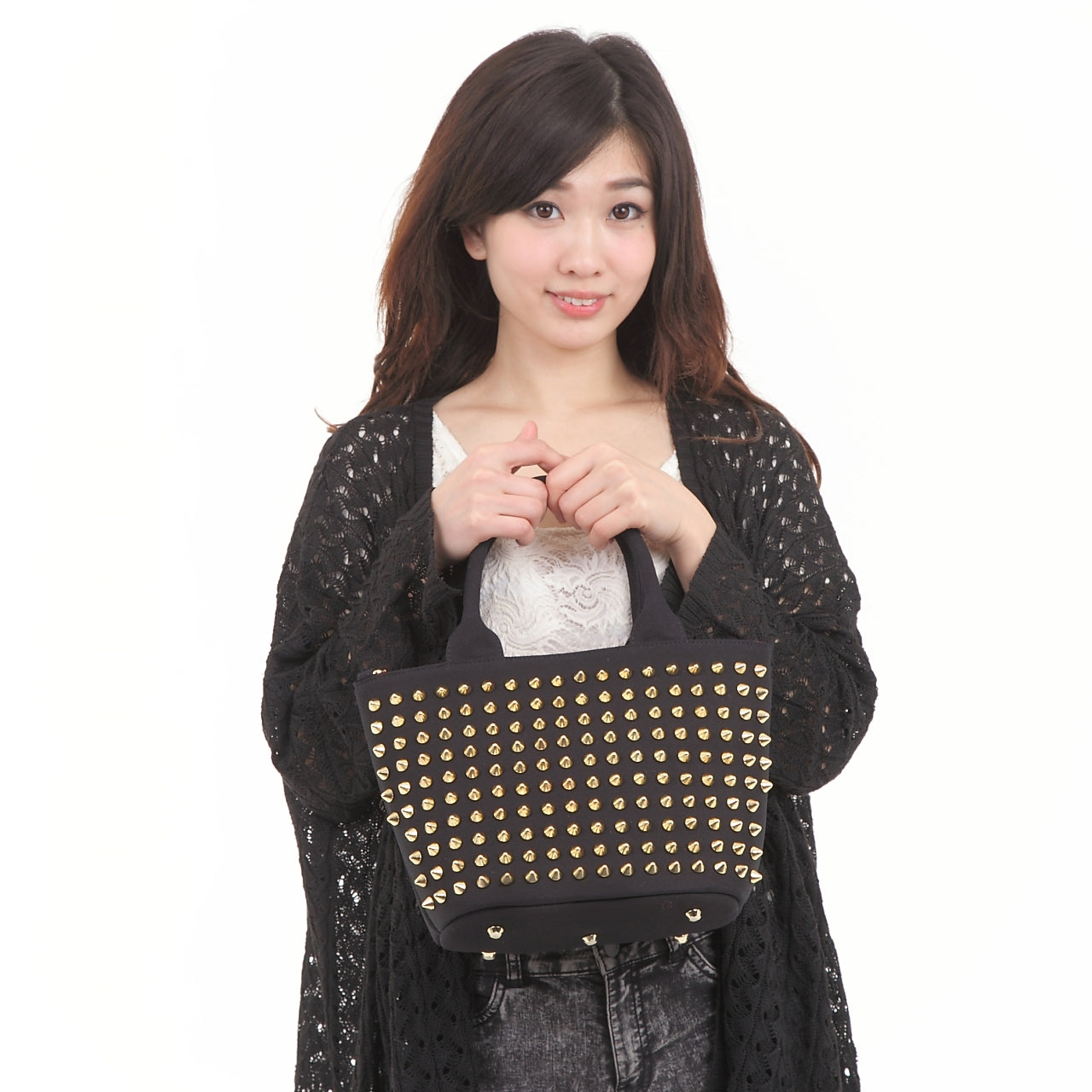 【早い者勝ちアウトレット】エキドナ トゲトゲ スタッズバッグ ハリートート